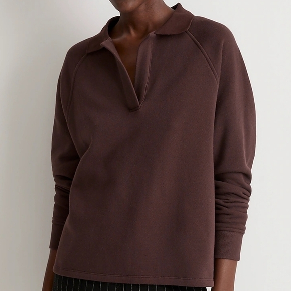 Madewell Betterterry Polo Sweatshirt in Chocolate Raisin size XXS‎ NO164 - Picture 1 of 12